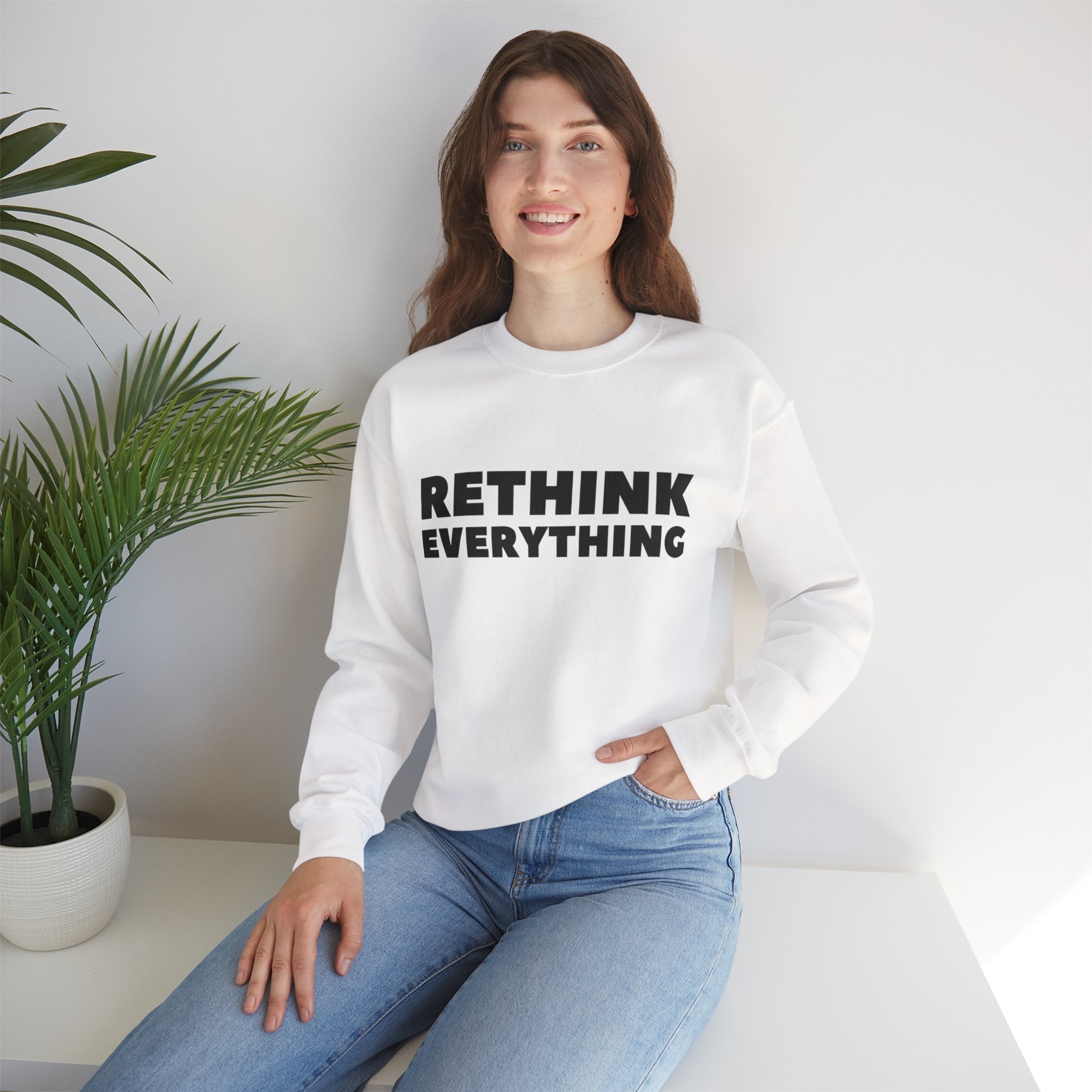 Rethink Everything Financial Literacy Crewneck Sweatshirt – Unisex Inspirational Graphic Pullover